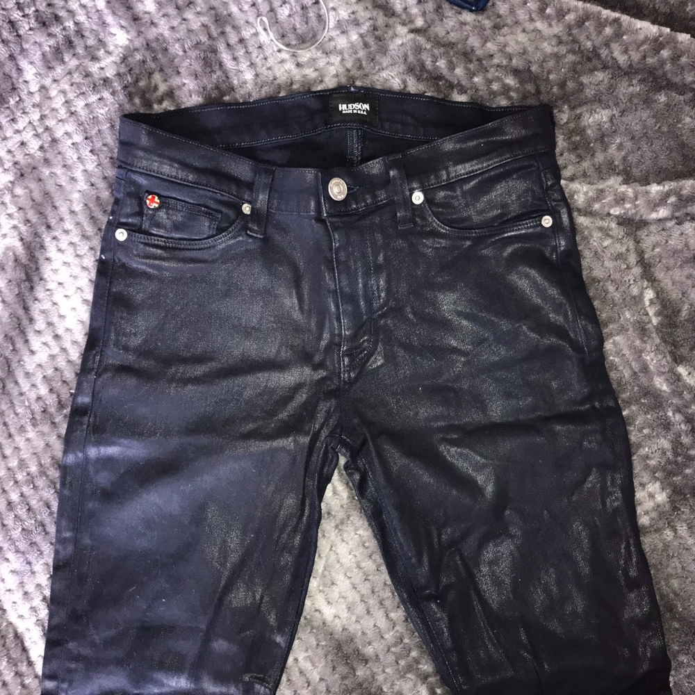 Hudson Krista skinny leathered jeans. Ankle length. Size 30.